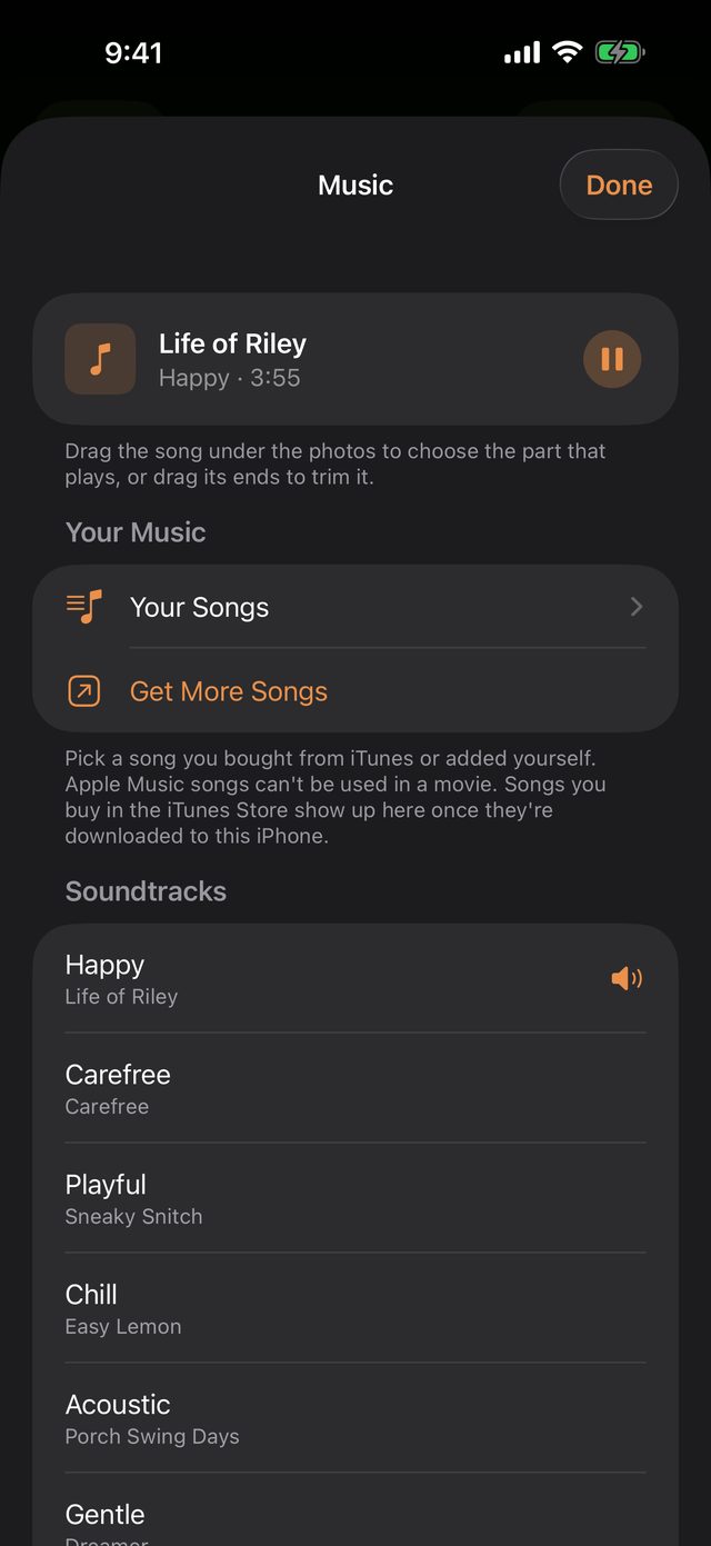 Choosing music for a movie